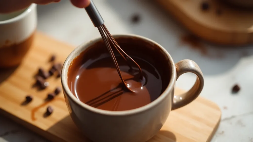 Chocolat fondu dans un mug