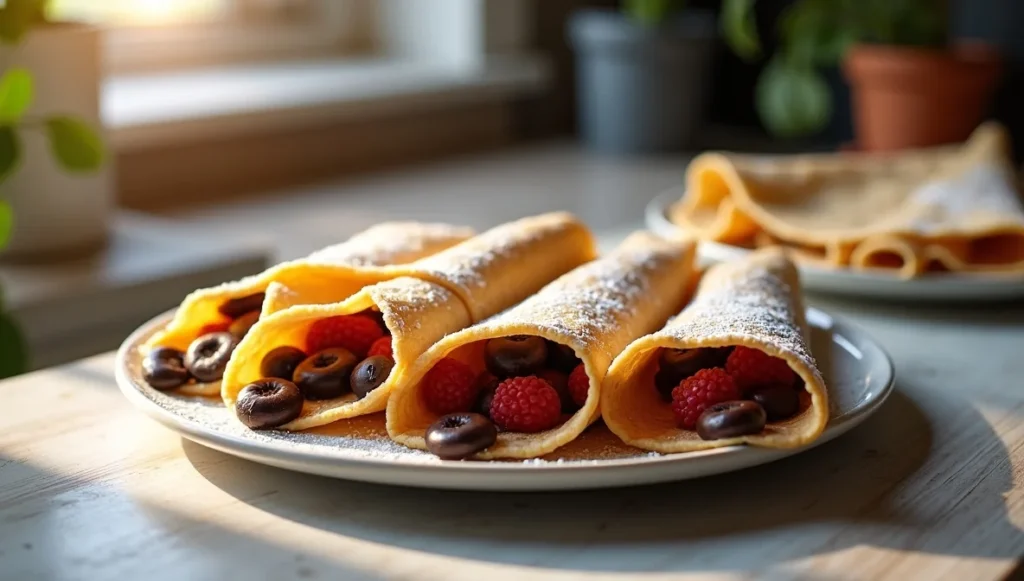 Crêpes garnies et pliées