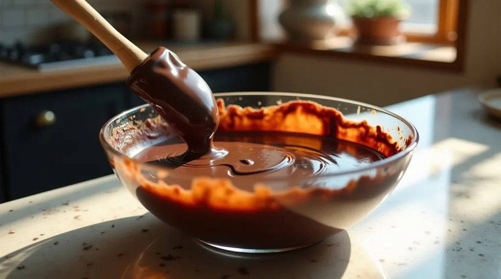 Mélange du chocolat et du beurre