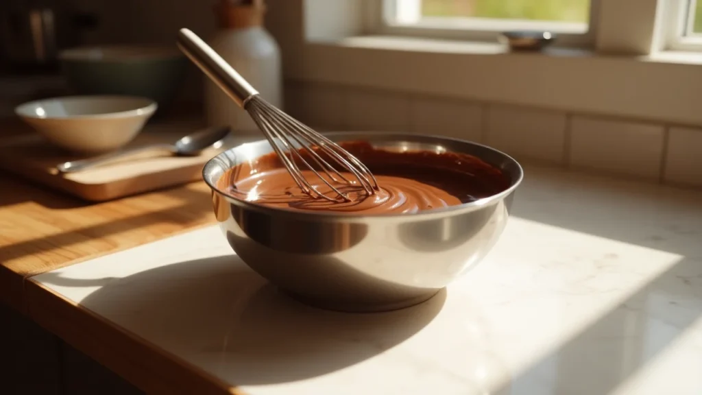 Préparation de la crème au chocolat