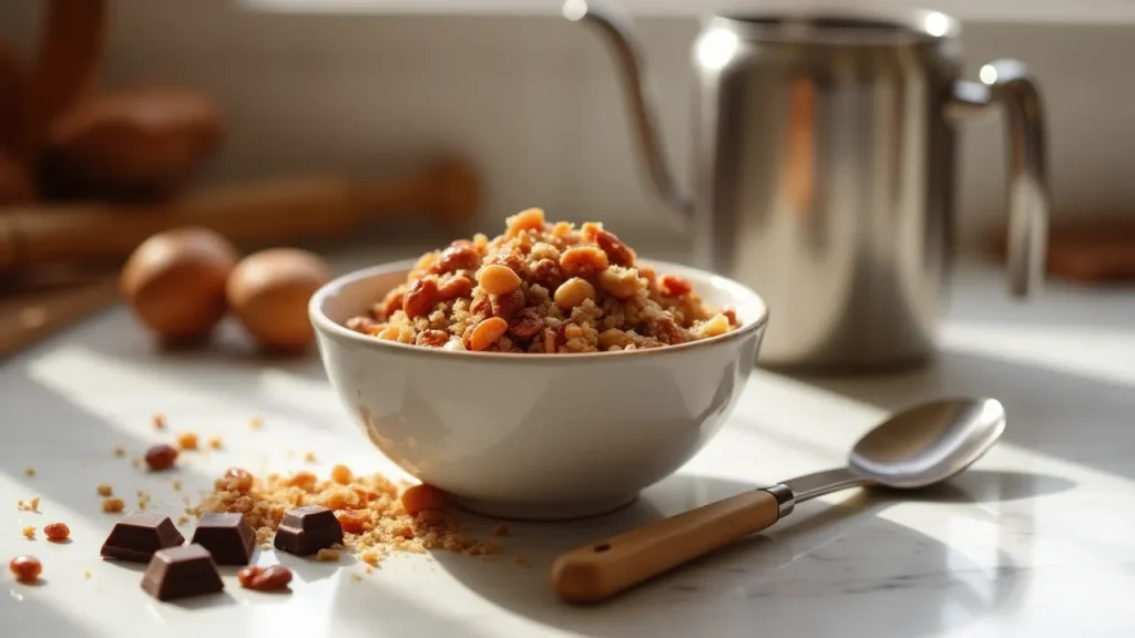 Préparation du croustillant praliné