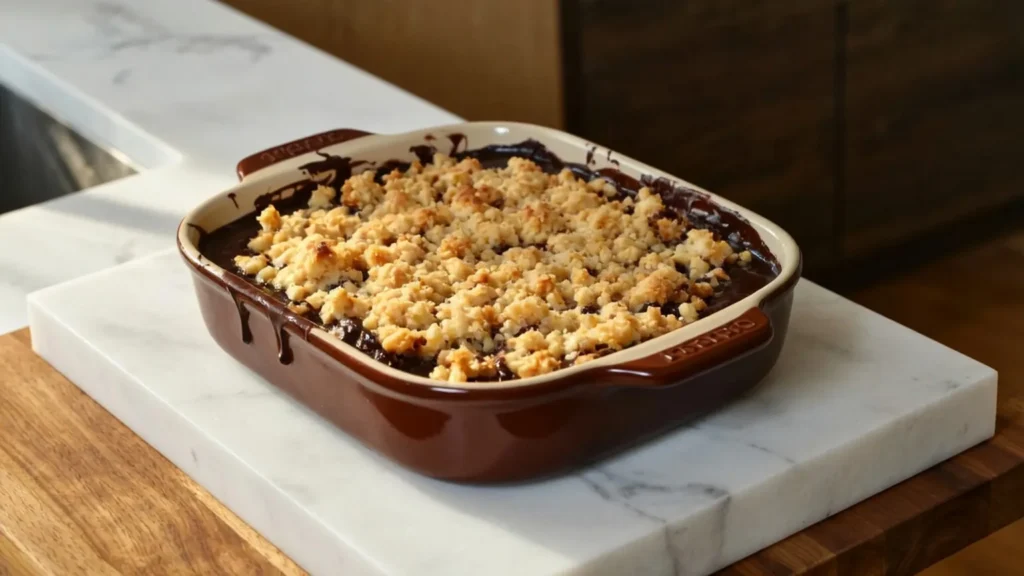Crumble au chocolat cuit