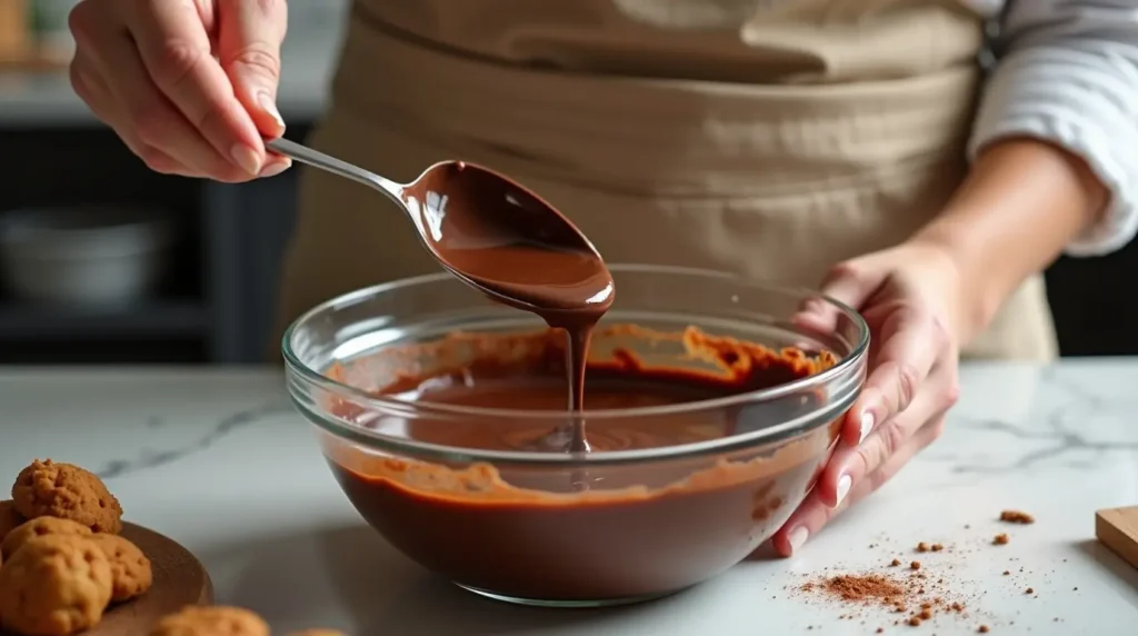 Incorporation du chocolat fondu