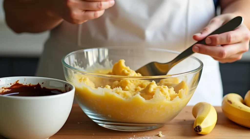 préparation des bananes et du chocolat